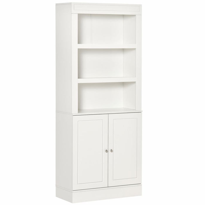 6-Tier Shelving Kitchen Cupboard, Double-Door Sideboard, White - High Quality & Stylish