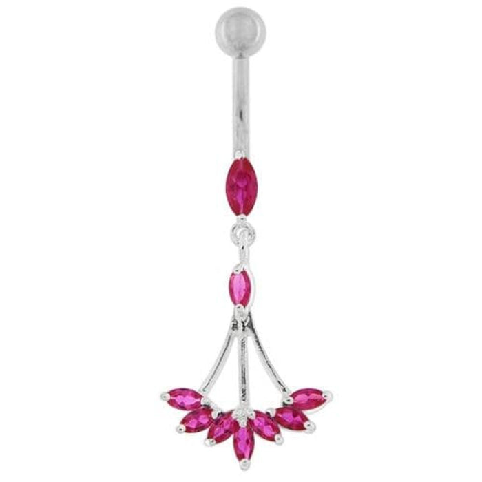 Jeweled Dangling Floral Chandelier Belly Button Ring