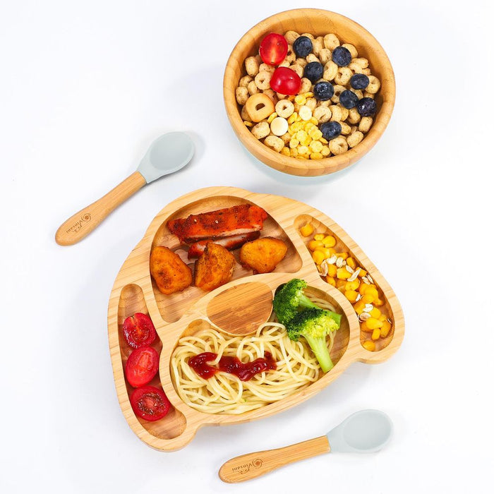 VINSANI BAMBOO DOG PLATE,BOWL&SPOON SET