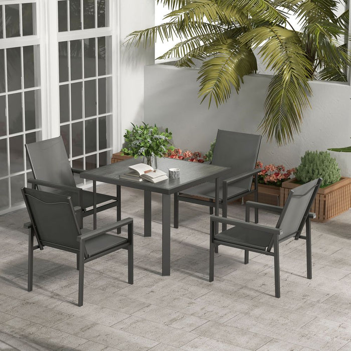 Premium Outsunny 5 Pc Garden Dining Set: Outdoor Table & 4 Chairs, Grey