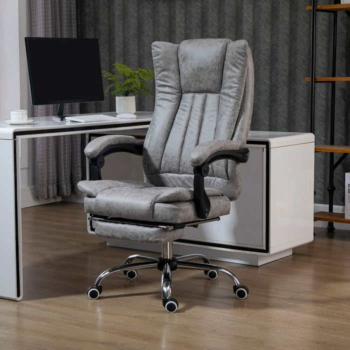 High-Back Executive Office Chair with Armrest and Footrest - Grey