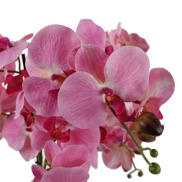 Premium Quality 50cm Artificial Orchid - Glass Planter - Pink