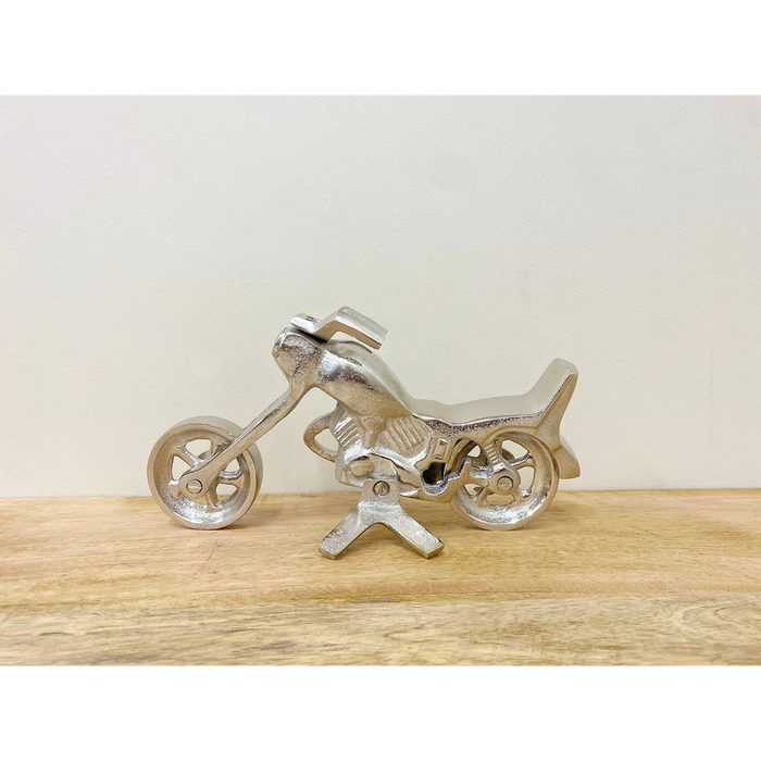 Silver Aluminium Motorcycle Ornament - Realistic and Stylish Decor Piece