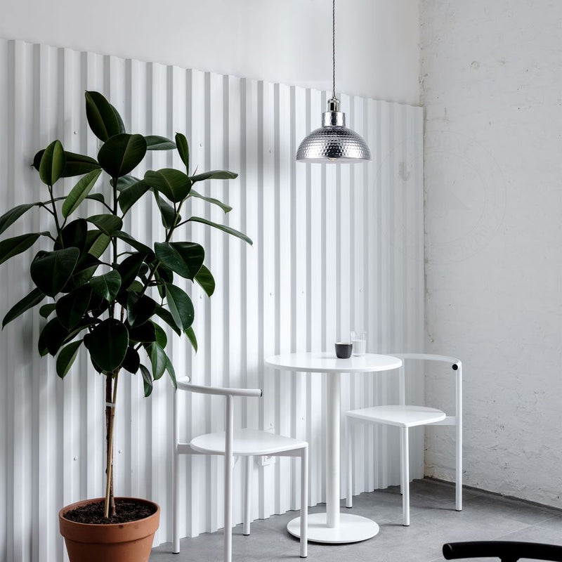 Vintage Industrial Chrome Ceiling Pendant Light: Metal Shade Hanging Lamp