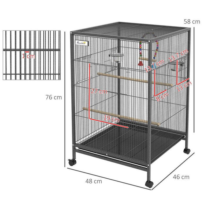 Budgie Cage Parrot Cage - Ideal for Small Parrot, Budgie, Lovebird - High-Quality with Rolling Stand