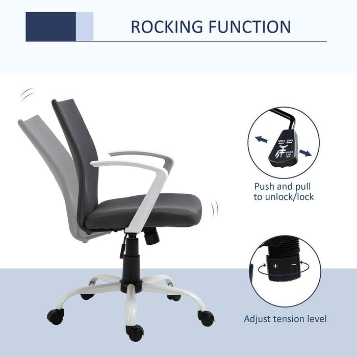 Dark Grey Linen Swivel Office Chair - Adjustable Height, Ergonomic, Comfortable - Home Study Task Chair