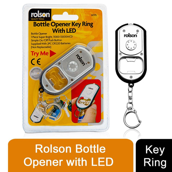 Rolson Bottle Opener Key Ring with LED & On/Off Button - High Quality