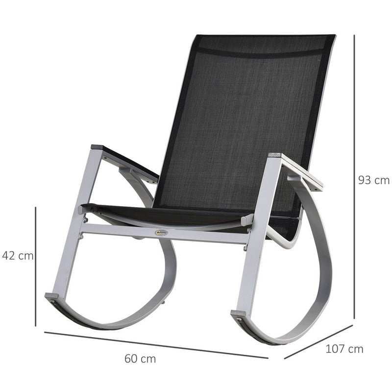 Outdoor Texteline Rocking Chair - Black/Silver
