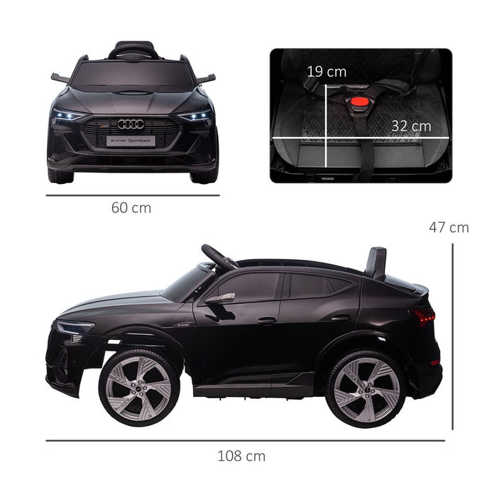 Premium 12V Audi E-tron Electric Ride-On Car w/ Remote Control, Lights, Music - Black