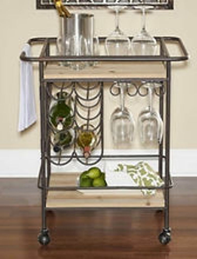 Premium 75CM Metal Drinks Trolley - Industrial-style Kitchen Cart with Storage - Easy Roll & Brakes