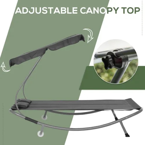 Double Hammock Swing Garden Outdoor Frame Sun Lounger Bed Beds Canopy w/ Pillows