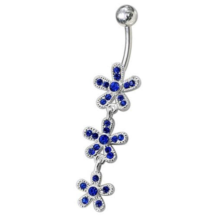 Fancy  Silver Dangling Navel Belly Ring