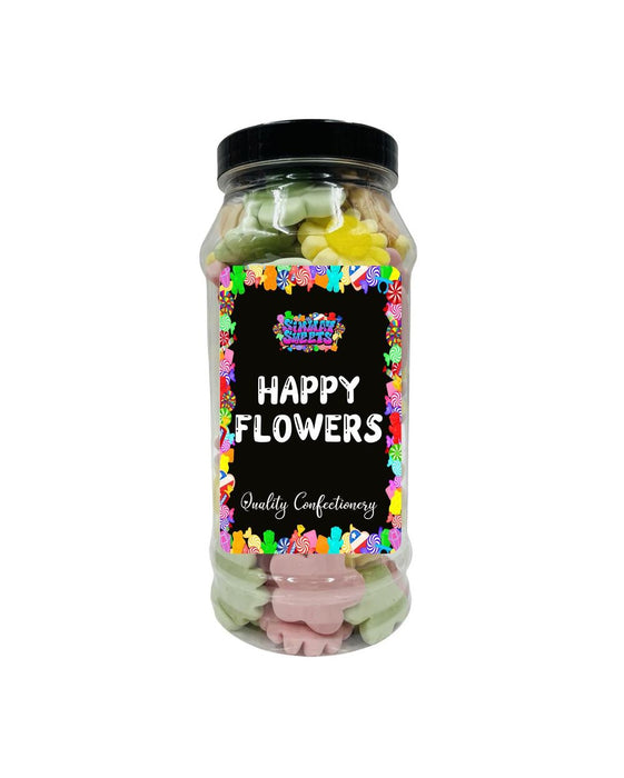 Delicious Happy Flowers Foam Gummies - Retro Sweets Gift Jar - Multicoloured - Buy Now!