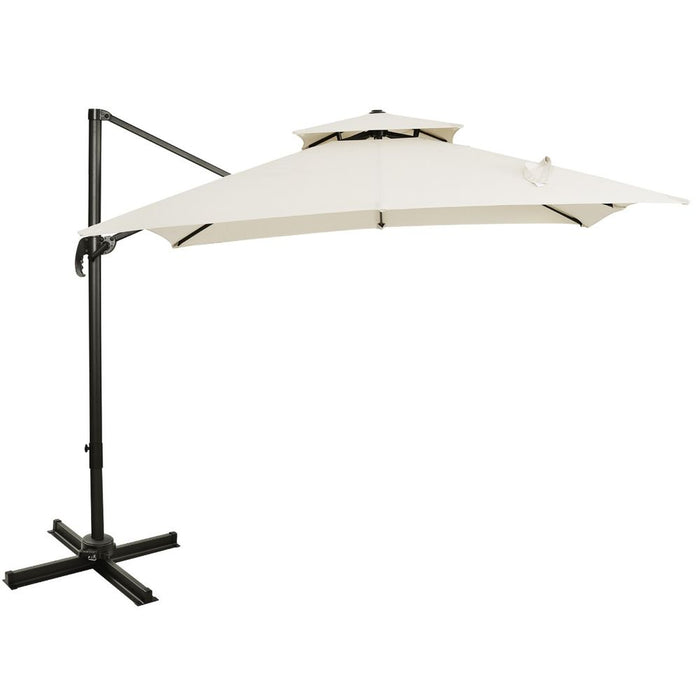 Premium Outdoor Steel Frame Cantilever Umbrella - Durable, Rotating, UV Protection