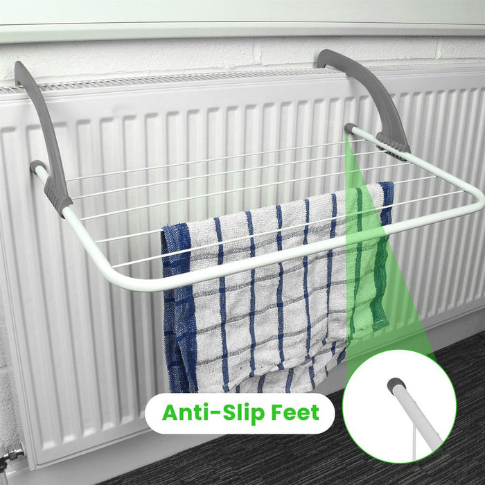 Premium Grey Over Radiator Clothes Airer - Innovative, Lightweight, and Durable - Perfect for Drying Wet Clothes - Free Shipping!