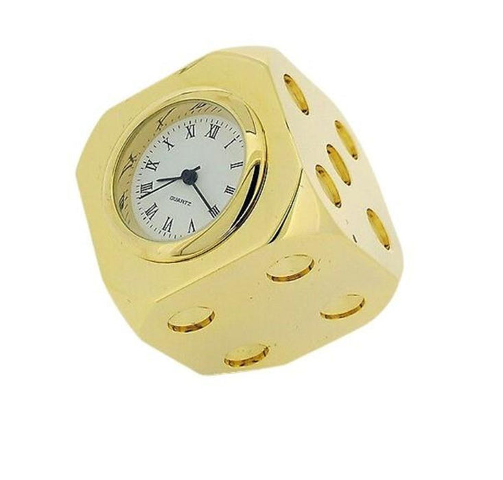 Antique Gold Plated Dice Clock - Limited Stock, Re-Battery Required