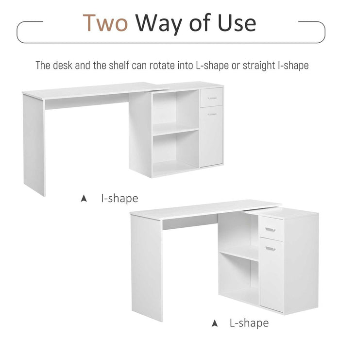 Computer Desk, L-Shaped, 360� Rotating-White