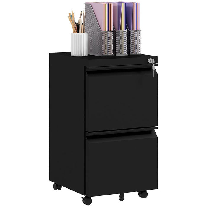 Vinsetto Steel File Cabinet w/ Lock & Hanging Bar for Letter A4 Legal, Black - Professional Quality