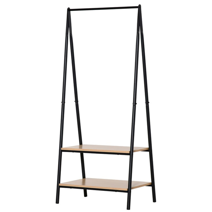 2-Tier Garment Rack, 149 H cm-Black/Wood Grain