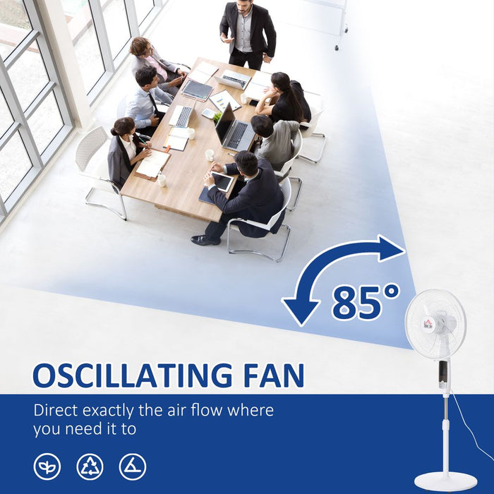 High-Performance HOMCOM Pedestal Fan | 54" Height | Adjustable Height | 85 Oscillation | LED Panel