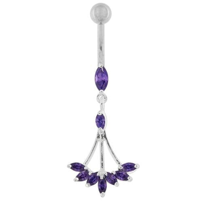 Jeweled Dangling Floral Chandelier Belly Button Ring