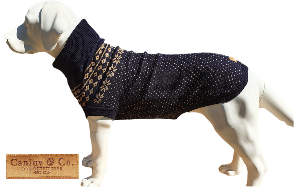 The Bailey Fair Isle - Gold on Blue - High Quality Dog Jumper