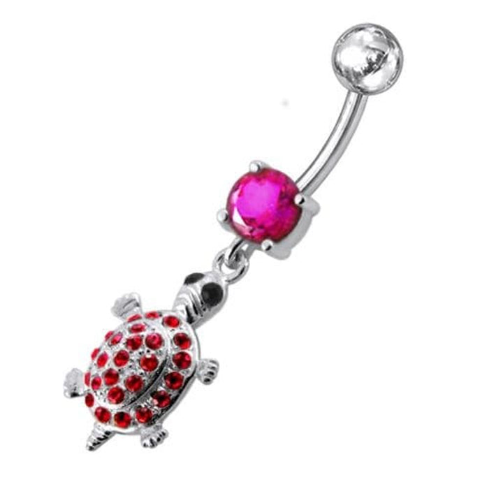 Fancy Jeweled Turtle Dangling Belly Ring