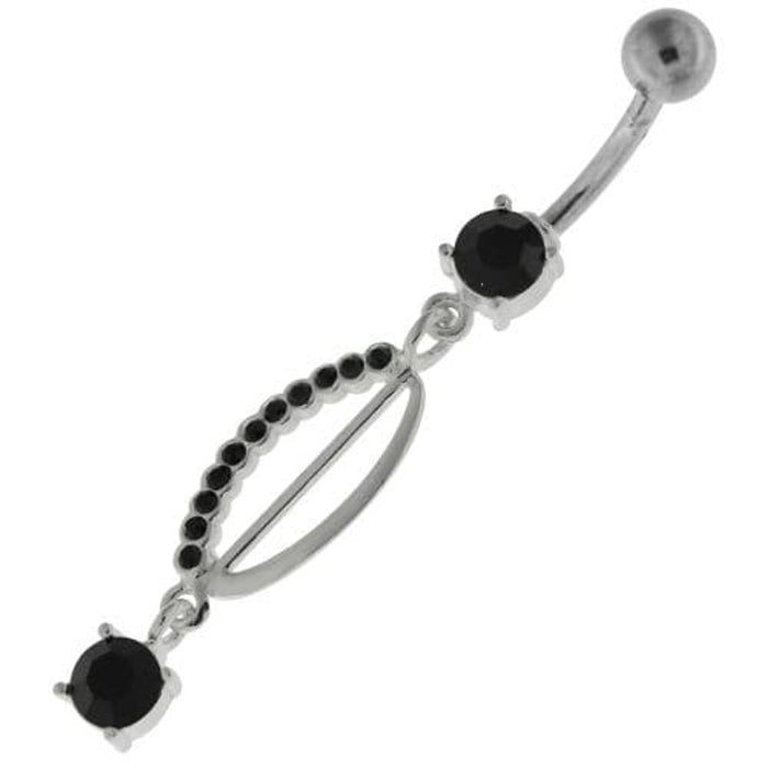 Dangling Jeweled safety Pin Belly Button Bar