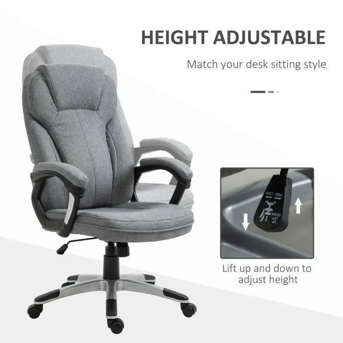 High Back Home Office Chair Height Adjustable Computer Chair w/ Armrests, Grey