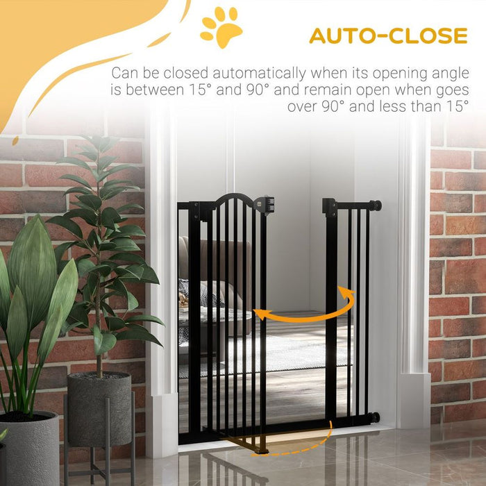 PawHut Adjustable Auto-Close Pet Gate - Black, 74-87cm