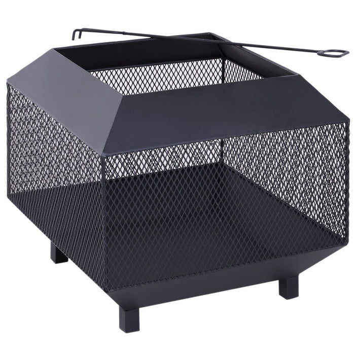 Outsunny Fire Pit, Square Steel-Black | Quality Outdoor Heating