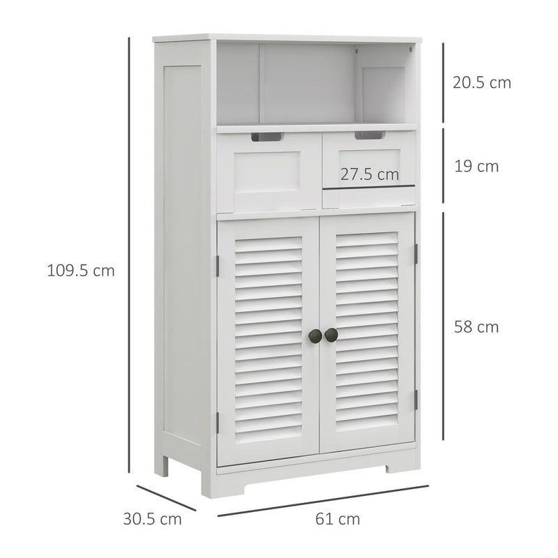 kleankin Bathroom Storage Cabinet, Small Bathroom Cabinet with Louvred Doors