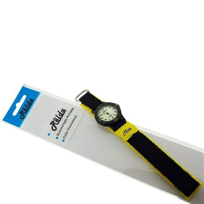 Relda Children's Nite-Glo Luminous Dial Watch - Yellow & Black Velcro Strap - REL59