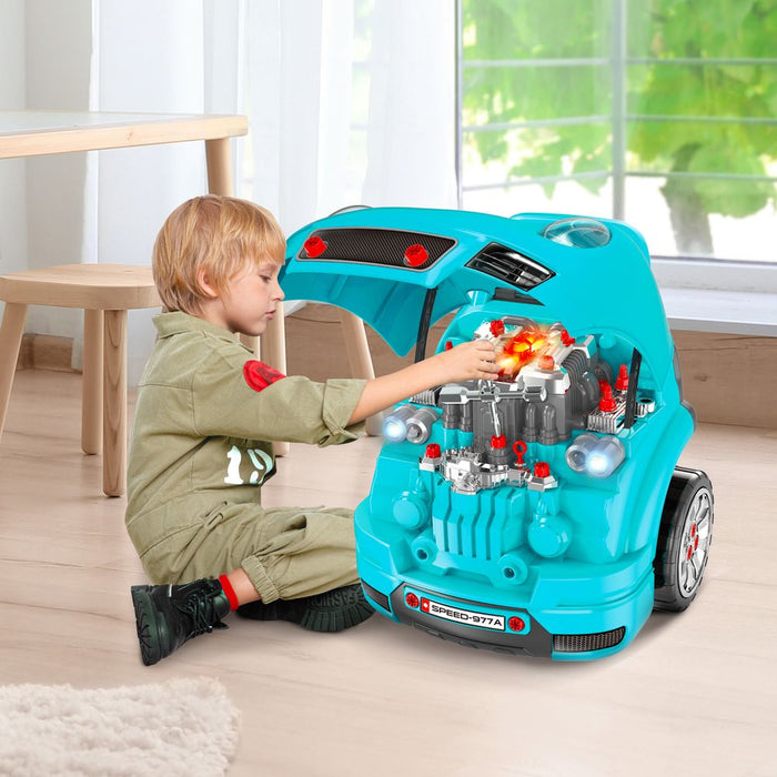 Kids Truck Engine Toy Set - Horn, Lights, Car Key - Age 3-5 Years - Teal Green