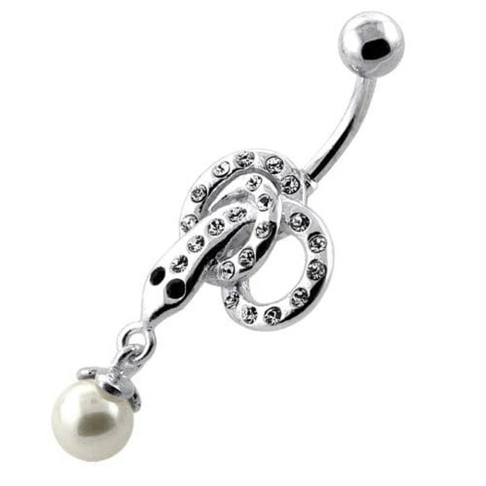 Multi Jeweled Snake with Hanging Ball Navel Belly Ring