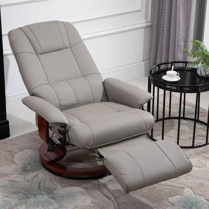 Ergonomic Recliner Sofa Chair PU Leather Armchair Lounger with Footrest, Grey