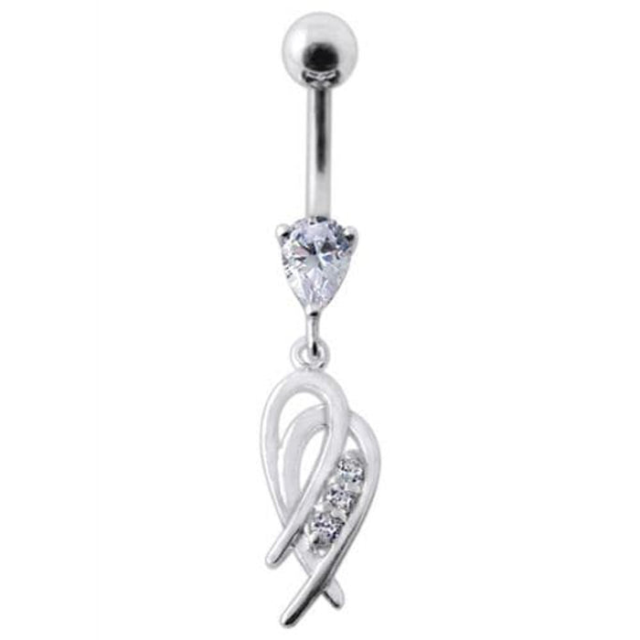 Fancy  Heart Design Dangling Navel Ring