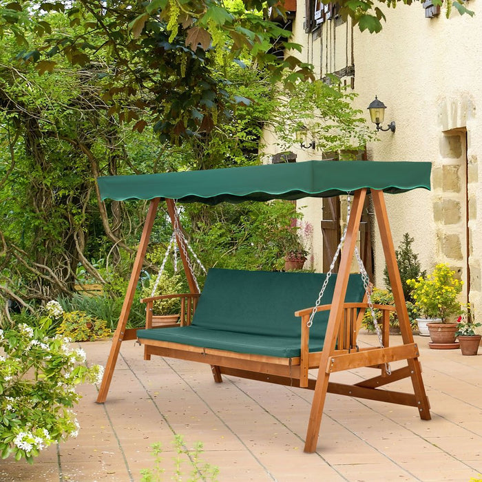 3 Seater Wooden Garden Swing Chair Outdoor Hammock Bench Lounger Bed Wood