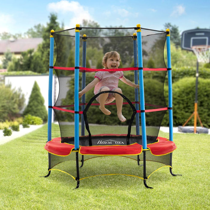 Kids Trampoline w/Enclosure Net & Safety Pad | 3-6 Yrs | Fun & Safe Indoor/Outdoor Jumping | EN71 Certified