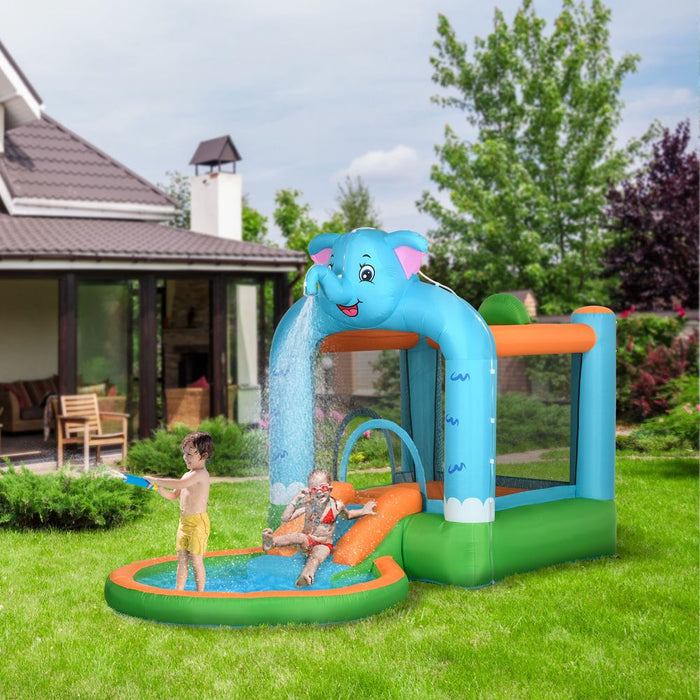 Outsunny 4 in 1 Inflatable Elephant-Themed Water Park