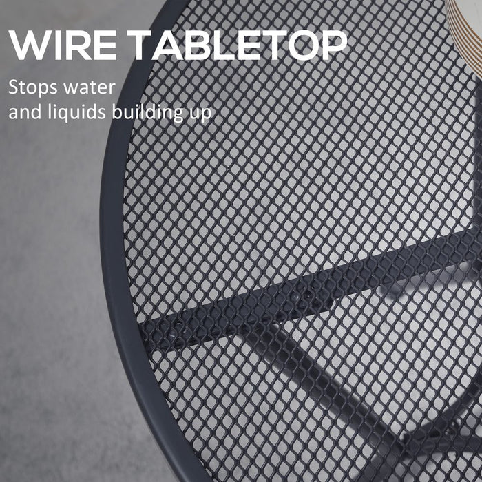 Premium 60cm Round Metal Bistro Table - Strong, Stylish, Grey Mesh Top - Perfect for Outdoor Dining!