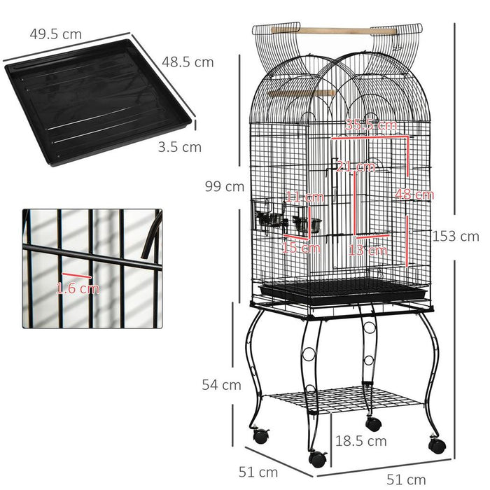 Spacious Bird Cage, Aviary Parrot Macaw Cockatiel Feeding Stand w/ Perch - High Quality!