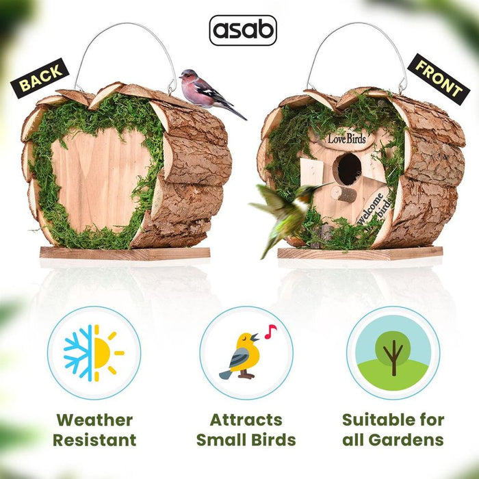 ASAB Bird Hotel Wooden - Perfect for Smaller Garden Birds - Versatile and Rustic - Ideal Gift