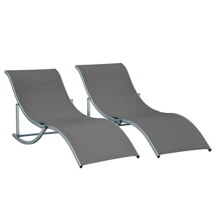 Premium Set of 2 Zero Gravity Recliners 165x61x63cm Dark Grey