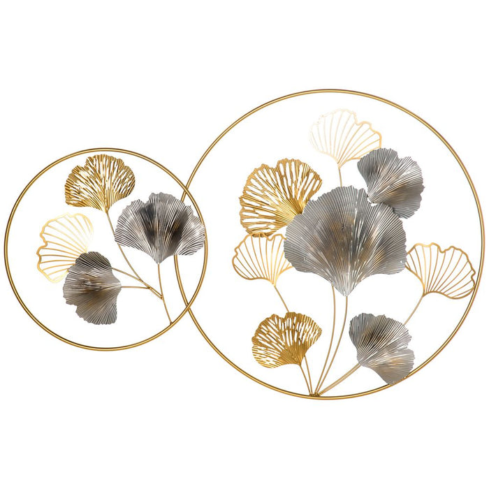 Artistic Gold Ginkgo Leaf Metal Wall Sculpture - High-Quality, Elegant Home Decor+