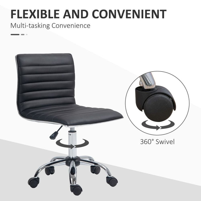 HOMCOM Armless Mid-Back Office Chair - 360 Swivel, Adjustable, High-Quality Black