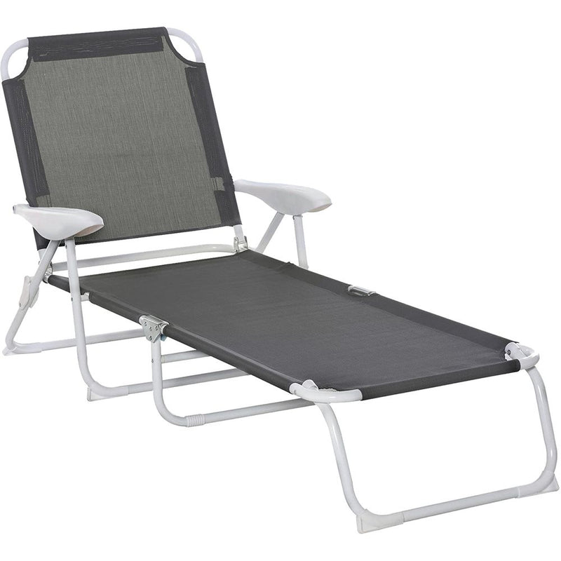 Ultimate Comfort Reclining Lounge Chair: 4-Level Backrest, Grey