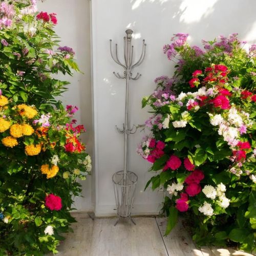 175CM CREAM METAL COAT STAND/ UMBRELLA HOL