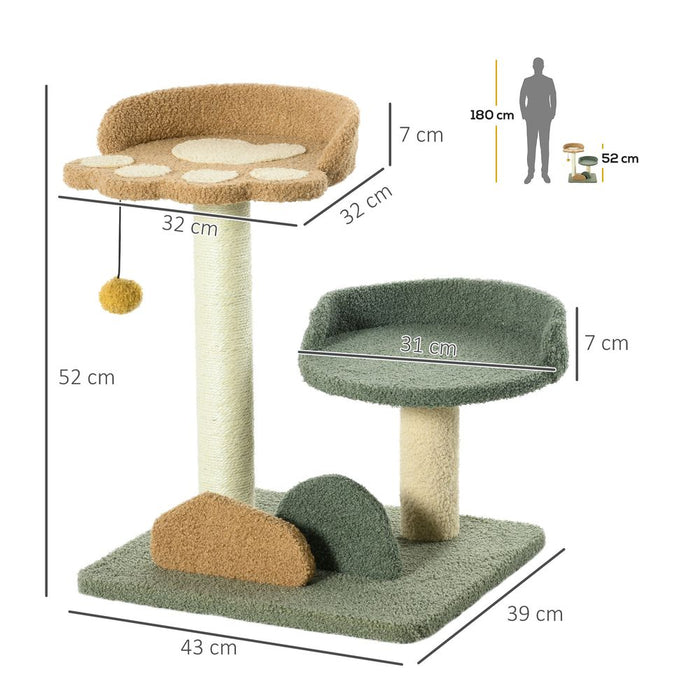 Ultimate Indoor Cat Tree: 52cm, Scratching Posts, 2 Beds, Toy Ball