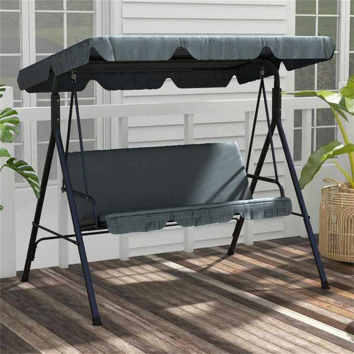 3-Seat Outdoor Patio Swing Chair with Canopy | Grey